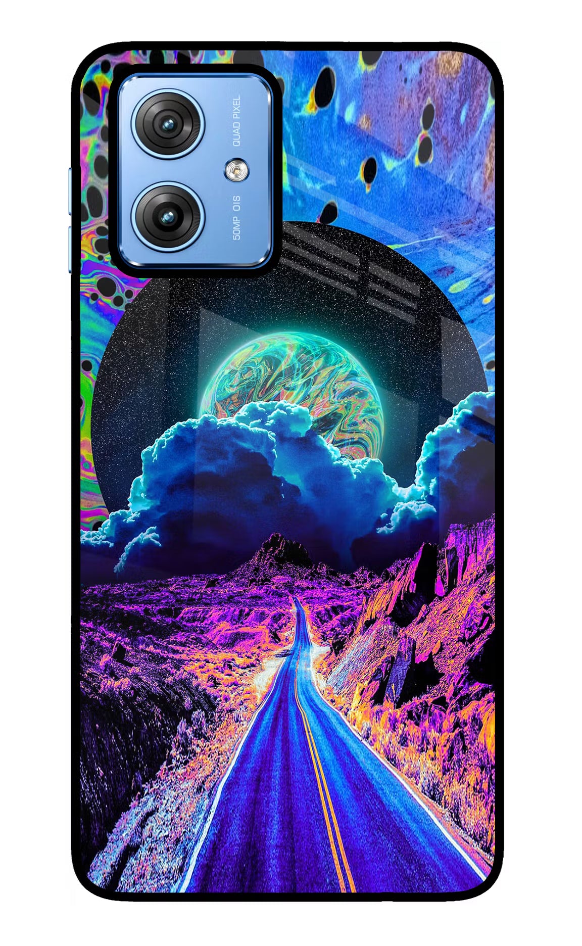 Psychedelic Painting Moto G64 5G Glass Case Back Cover by Casekaro