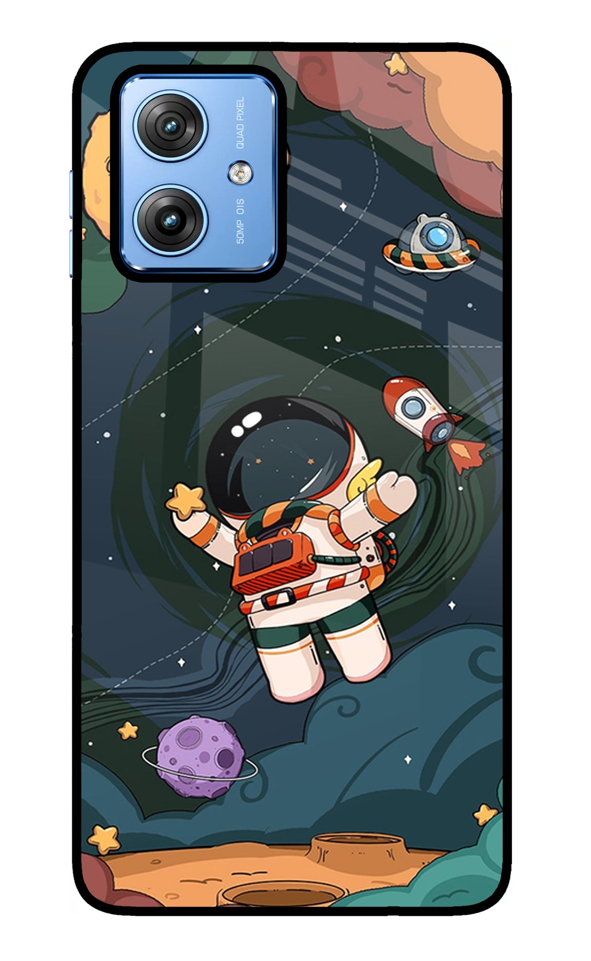 Cartoon Astronaut Moto G64 5G Glass Case