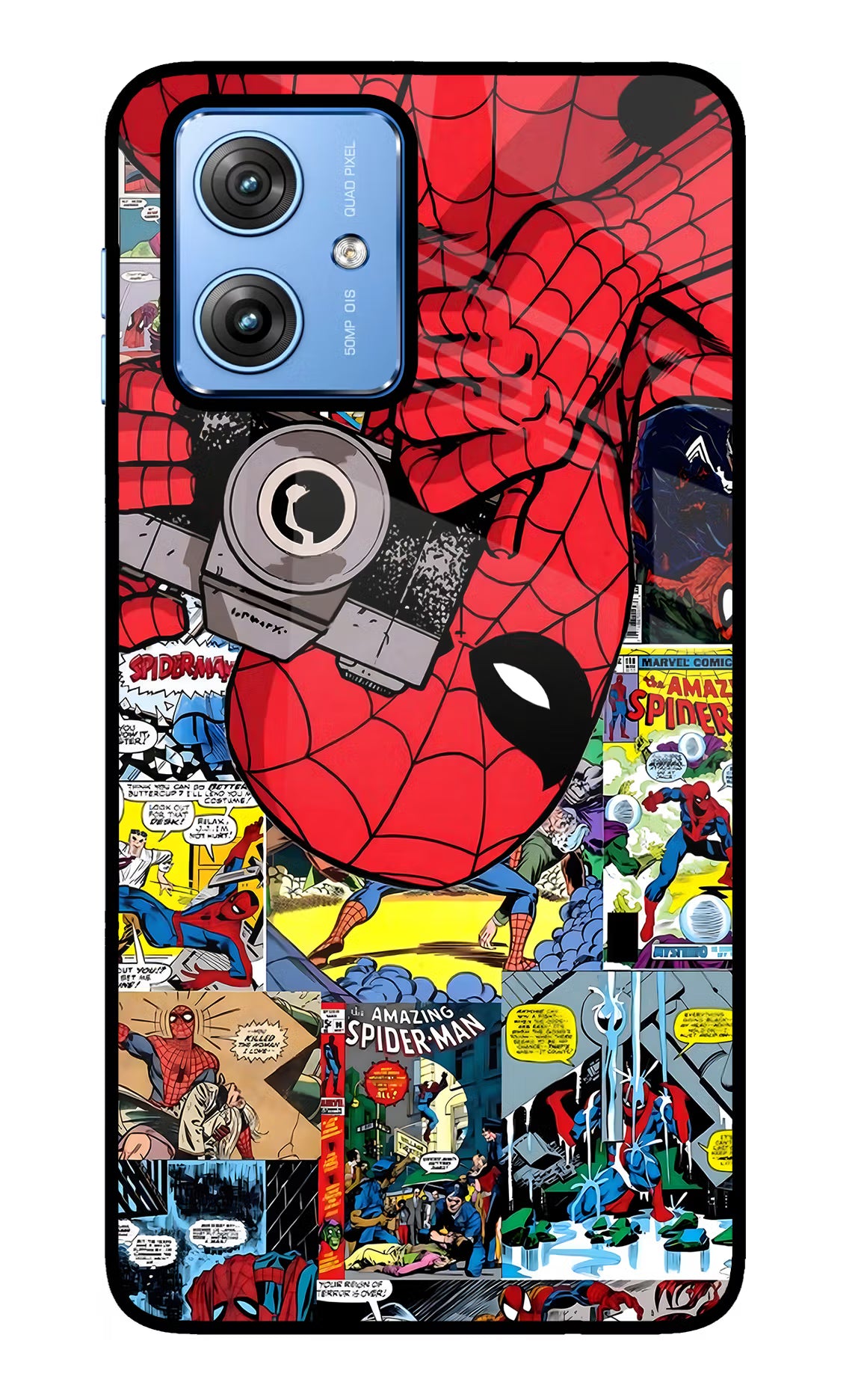 Spider Man Moto G64 5G Glass Case Back Cover by Casekaro