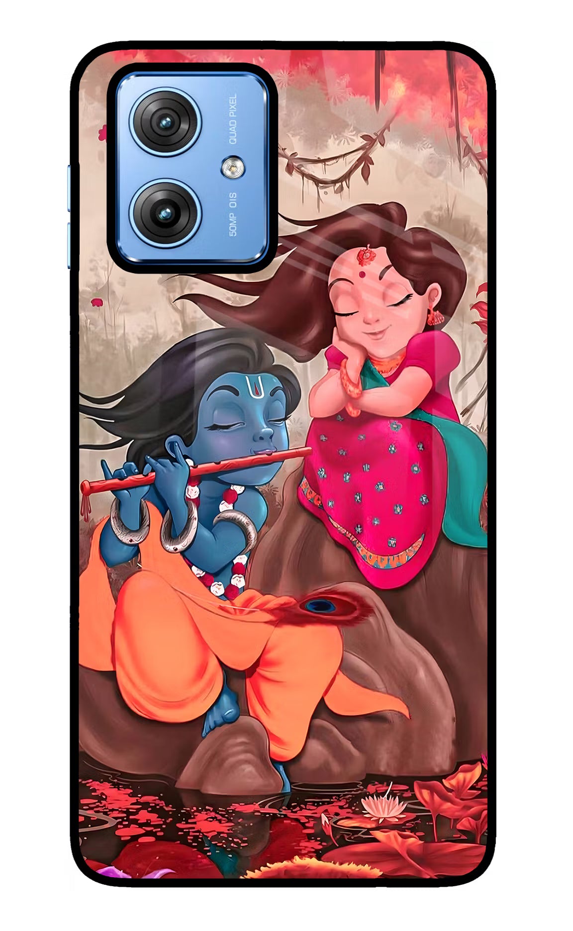Radhe Krishna Moto G64 5G Glass Case Back Cover by Casekaro