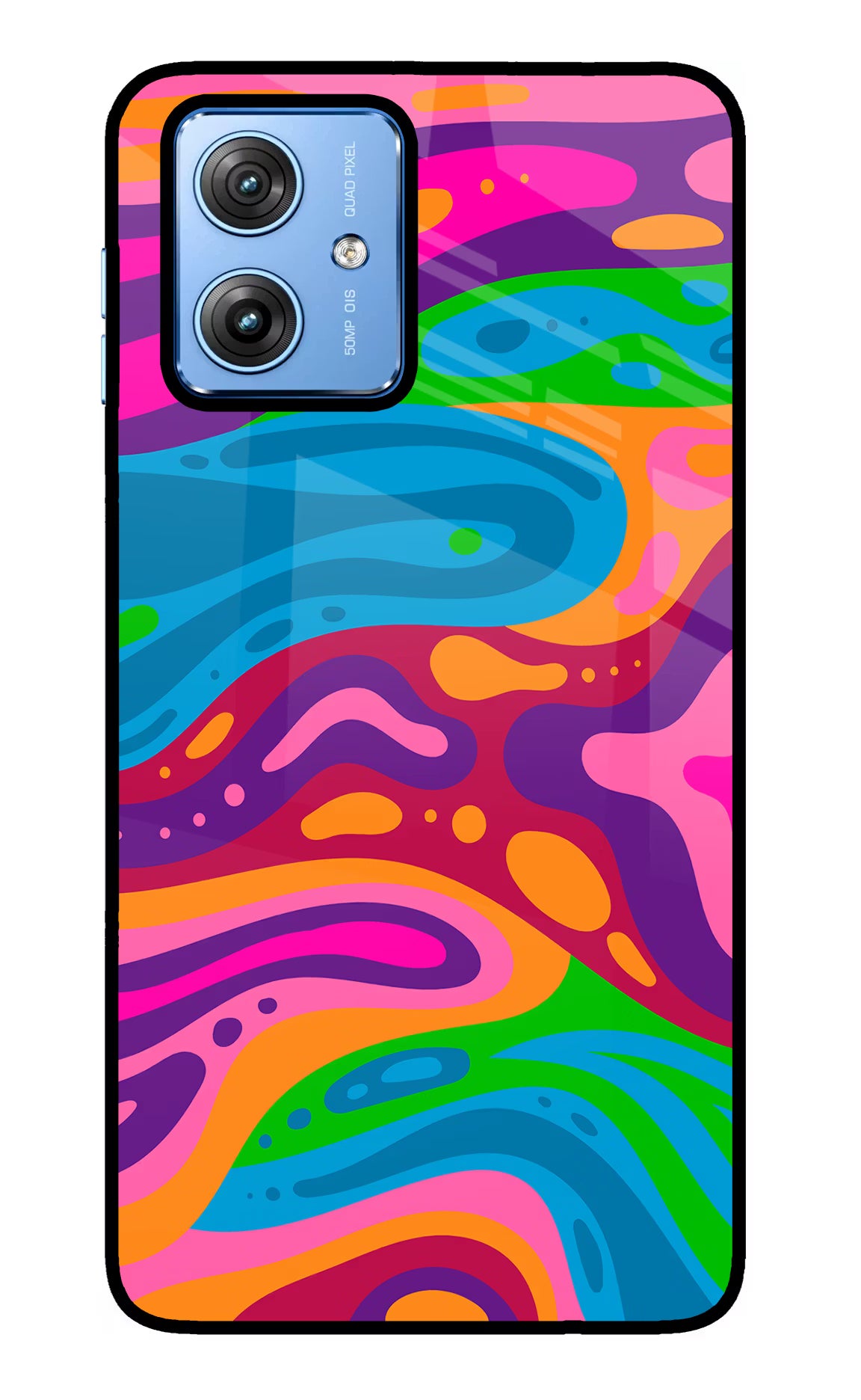 Trippy Pattern Moto G64 5G Glass Case Back Cover by Casekaro