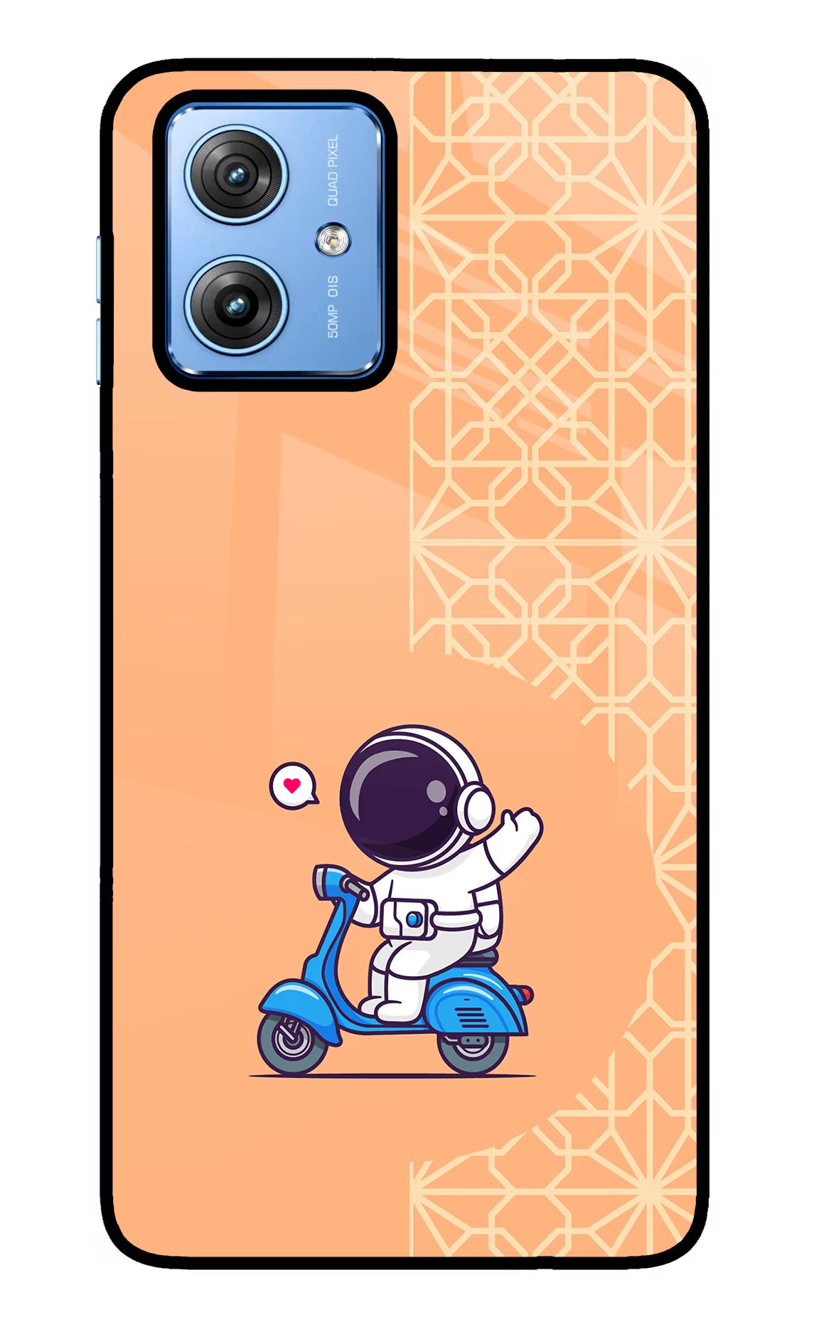 Cute Astronaut Riding Moto G64 5G Glass Case Back Cover by Casekaro