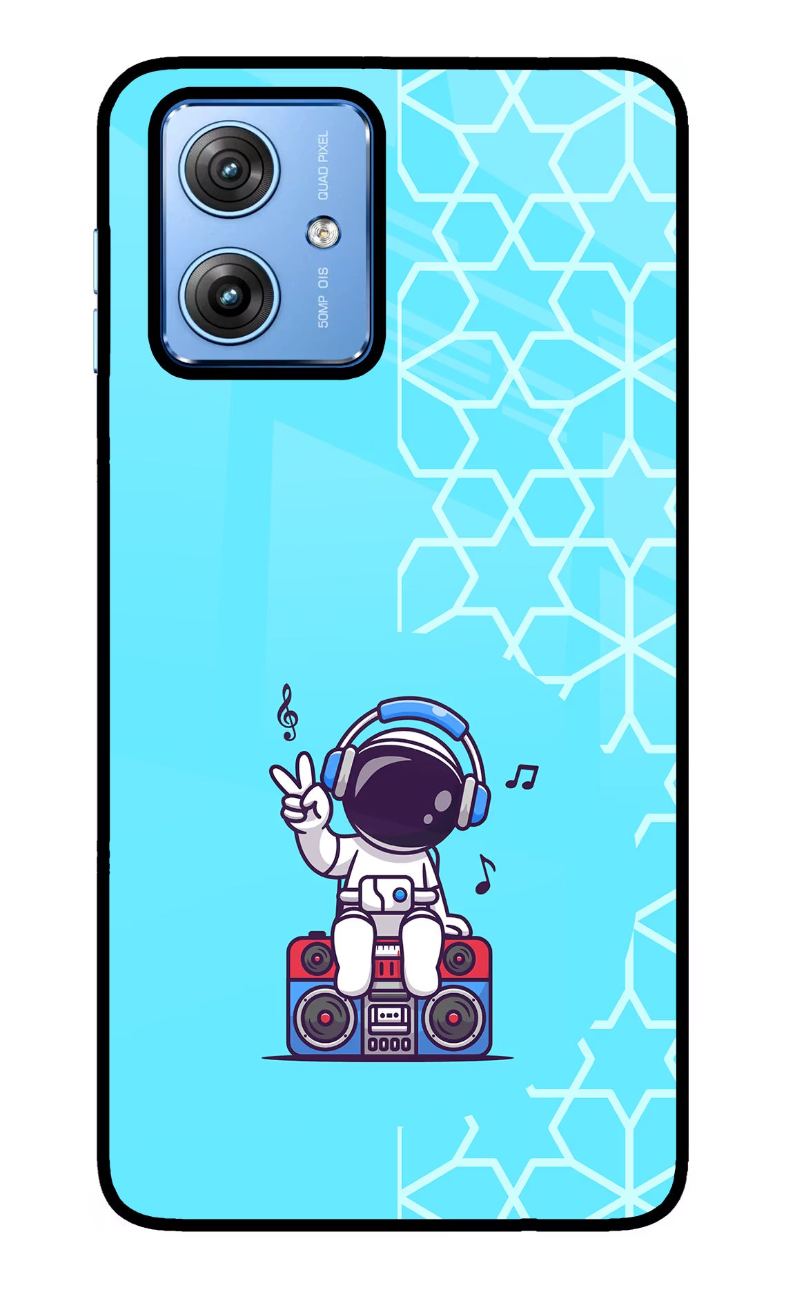Cute Astronaut Chilling Moto G64 5G Glass Case Back Cover by Casekaro