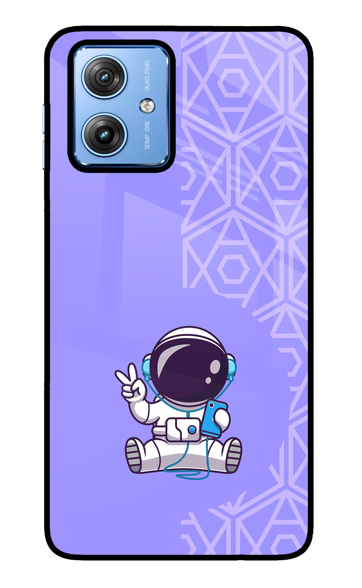 Cute Astronaut Chilling Moto G64 5G Glass Case Back Cover by Casekaro