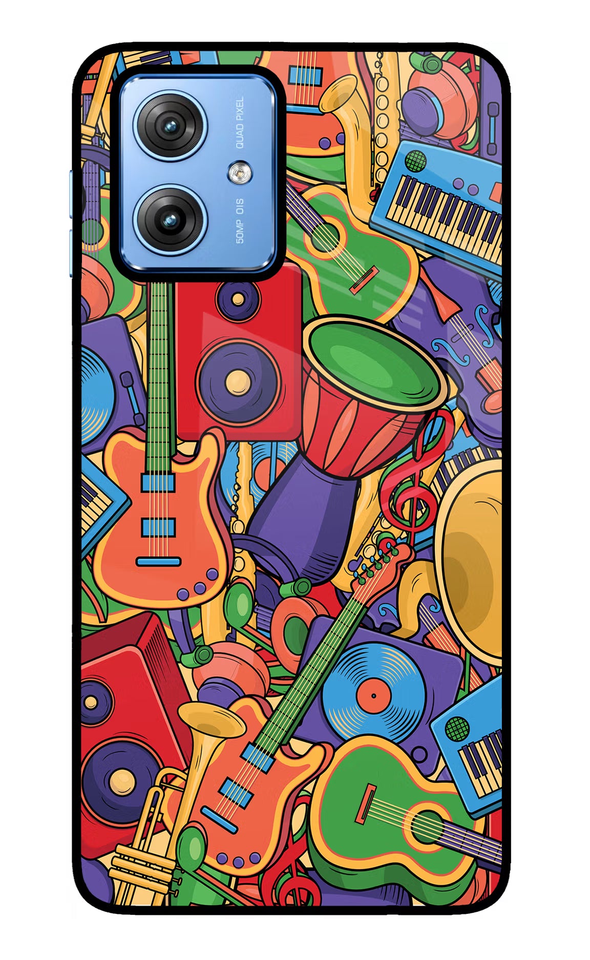 Music Instrument Doodle Moto G64 5G Glass Case Back Cover by Casekaro