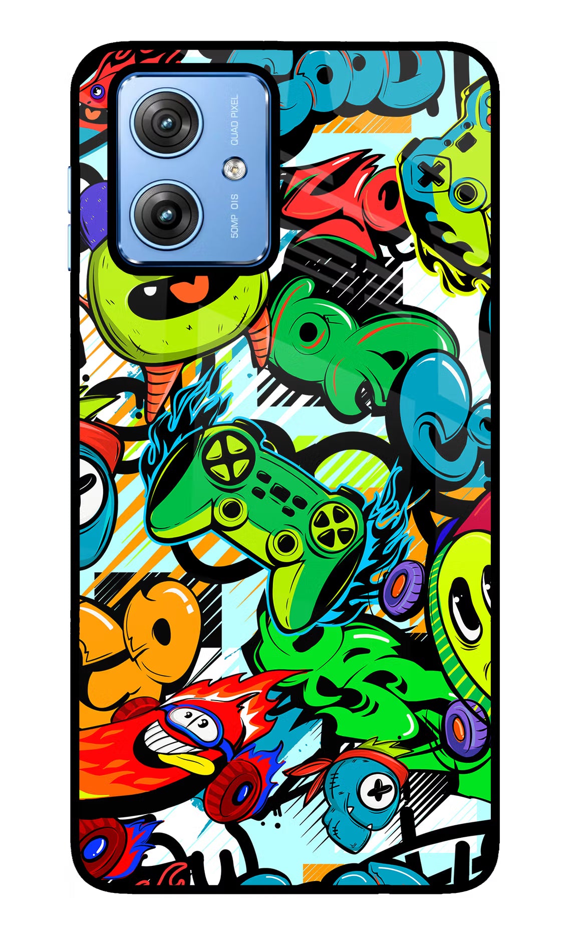 Game Doodle Moto G64 5G Glass Case Back Cover by Casekaro