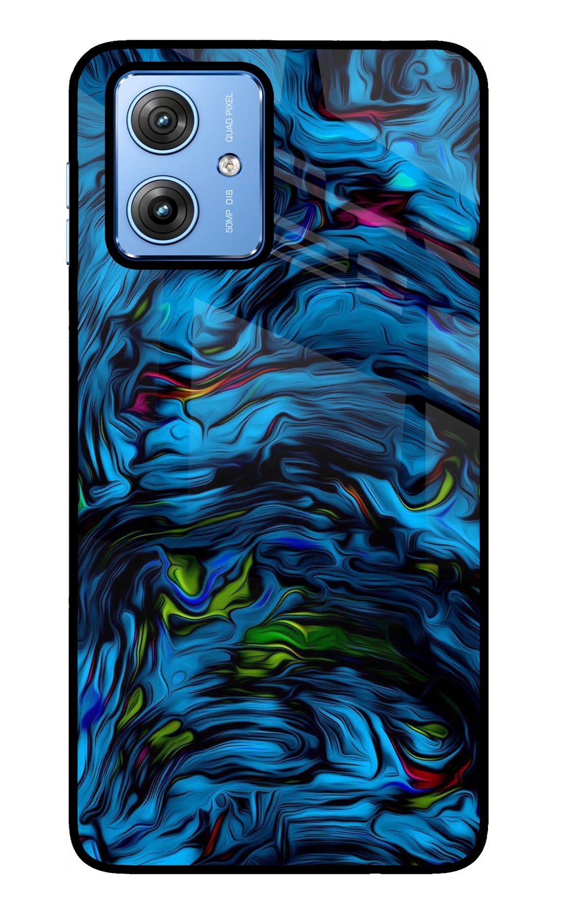 Dark Blue Abstract Moto G64 5G Glass Case