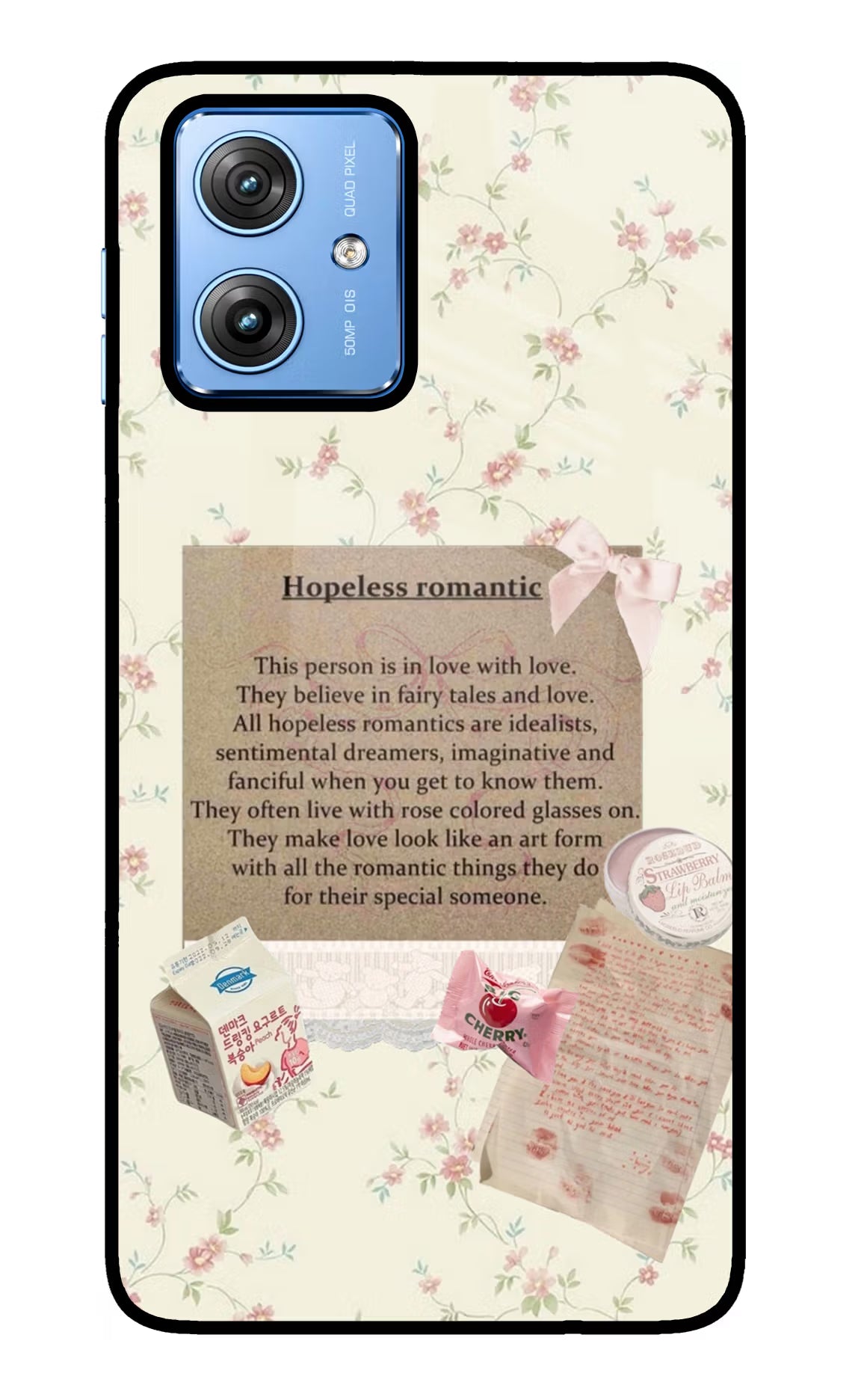 Hopeless Romantic Moto G64 5G Glass Case Back Cover by Casekaro