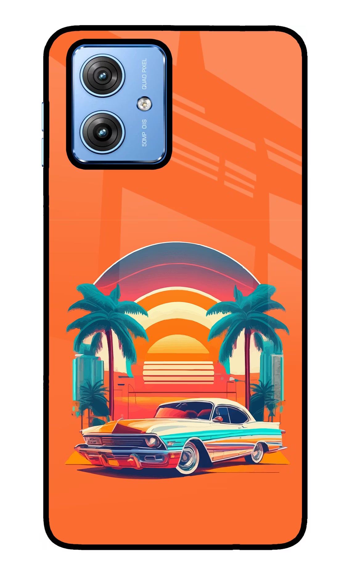 Palm Drive 80s Moto G64 5G Glass Case