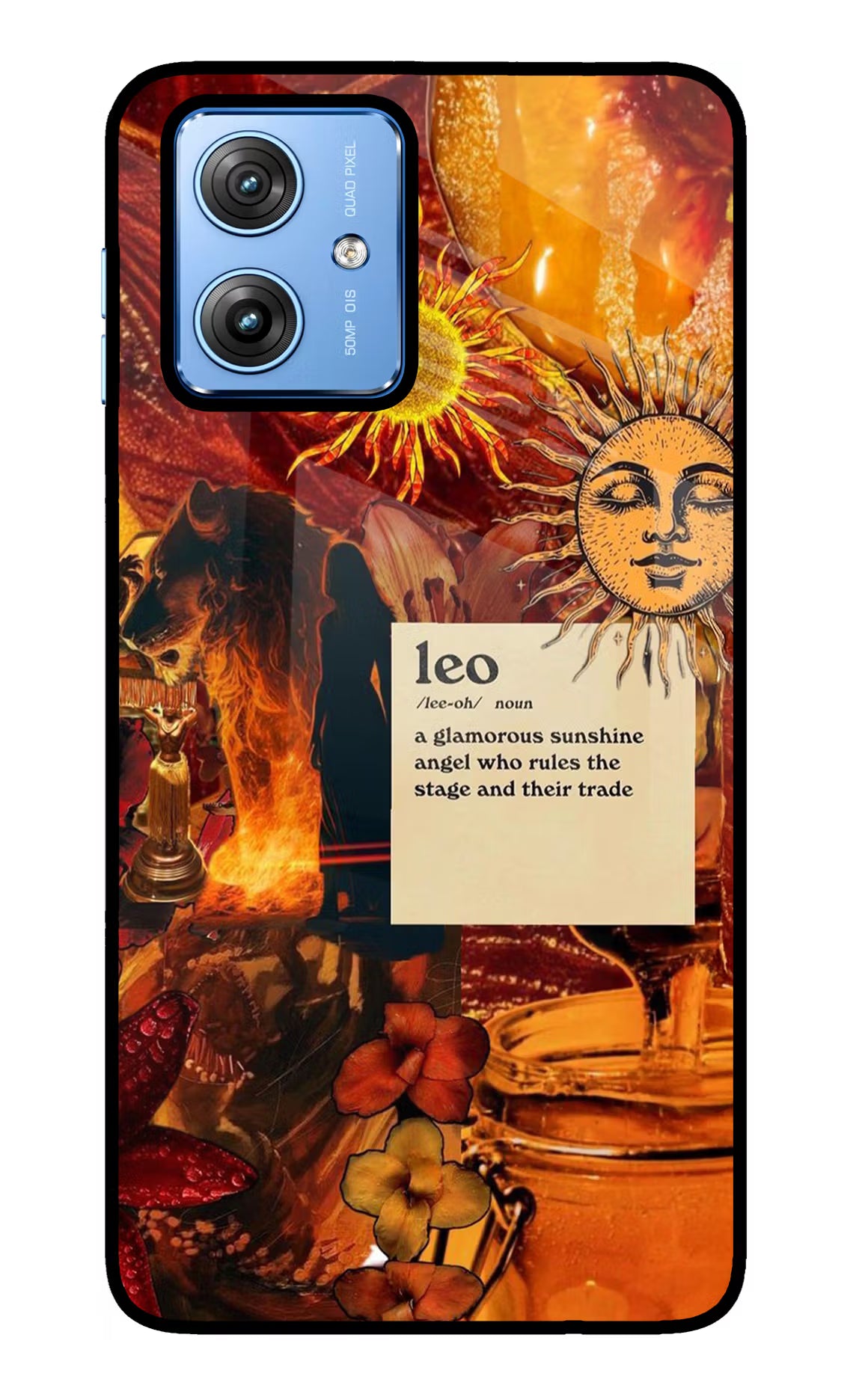 Leo Zodiac Moto G64 5G Glass Case Back Cover by Casekaro