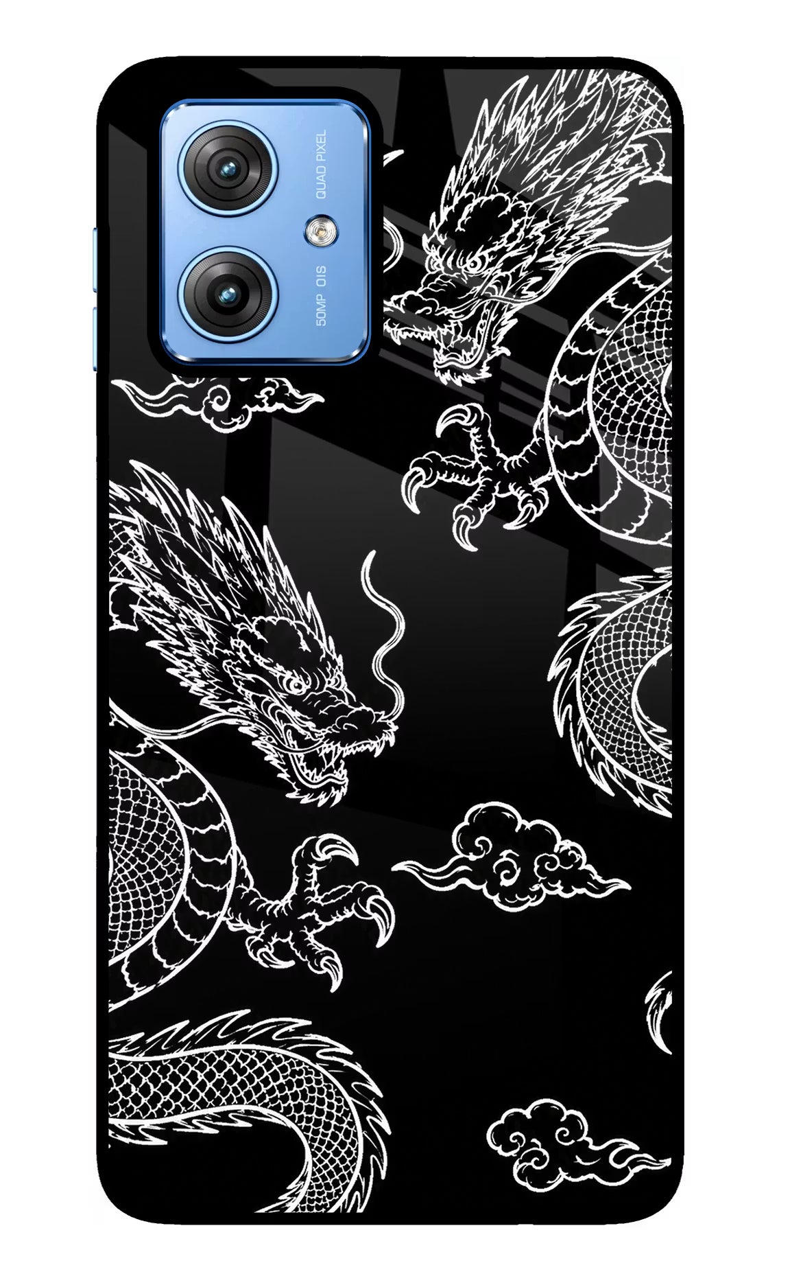Twin Dragons Moto G64 5G Glass Case Back Cover by Casekaro