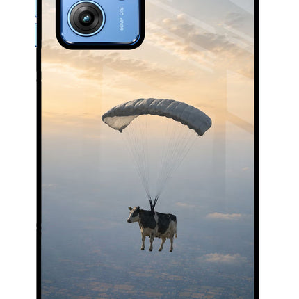 Skydiving Cow Moto G64 5G Glass Case Back Cover by Casekaro