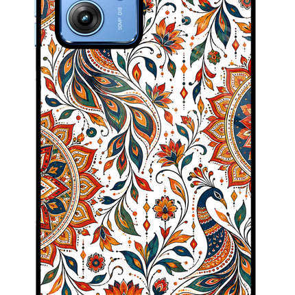 White Mayura Moto G64 5G Glass Case