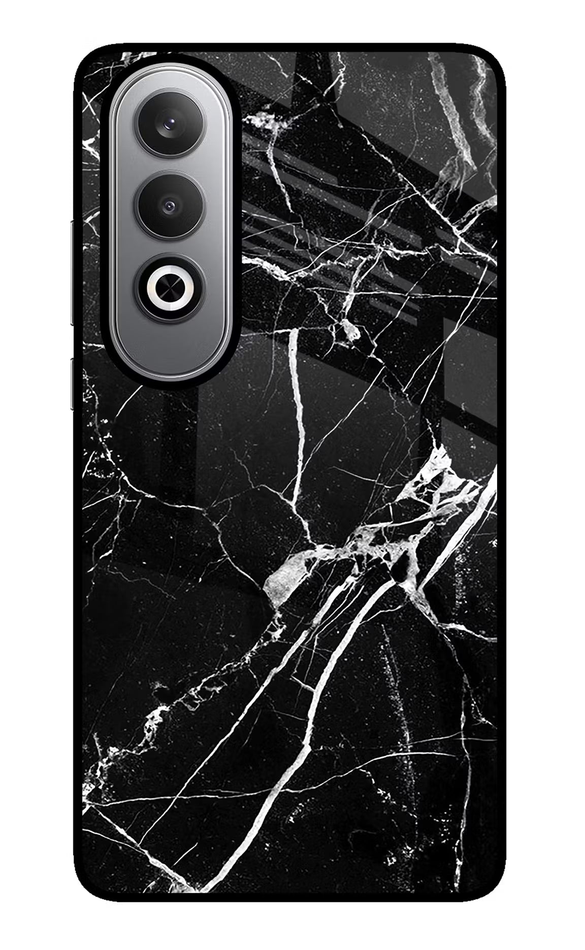 Black Marble Pattern Oneplus Nord CE4 Glass Case Back Cover by Casekaro