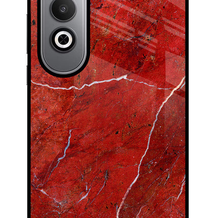 Red Marble Design Oneplus Nord CE4 Glass Case Back Cover by Casekaro