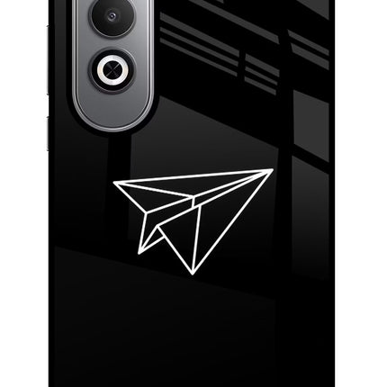 Paper Plane White Oneplus Nord CE4 Glass Case Back Cover by Casekaro
