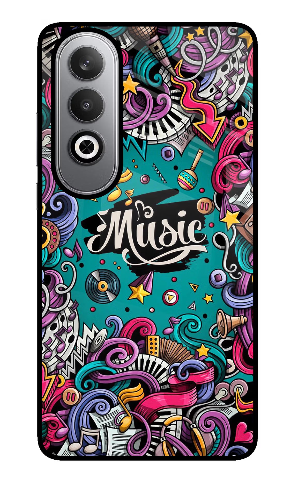 Music Graffiti Oneplus Nord CE4 Glass Case Back Cover by Casekaro