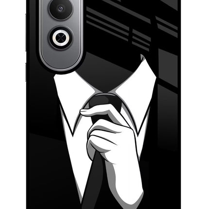 Black Tie Oneplus Nord CE4 Glass Case Back Cover by Casekaro