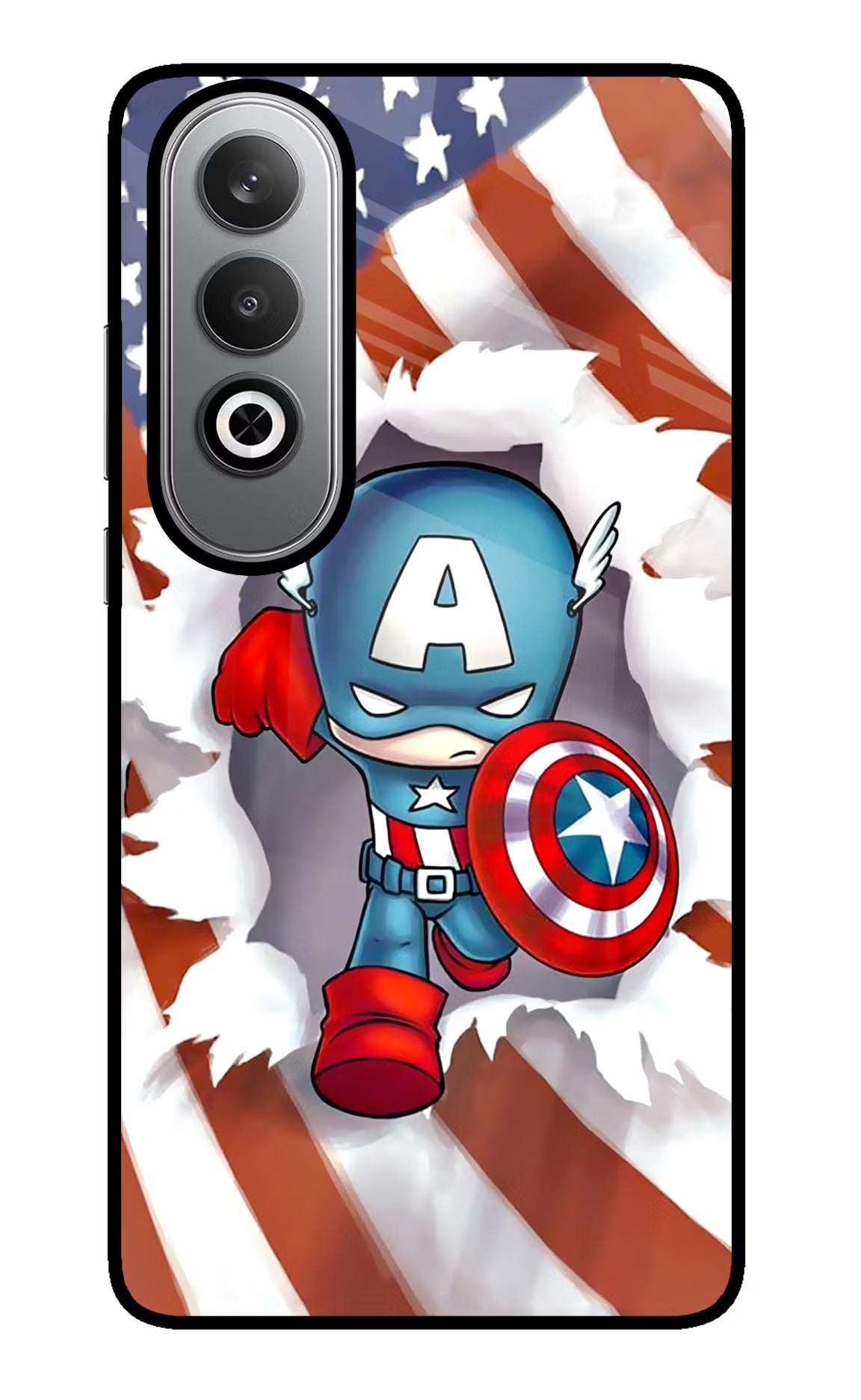 Captain America Oneplus Nord CE4 Glass Case Back Cover by Casekaro