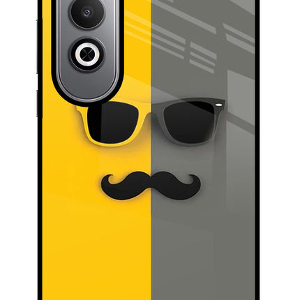 Sunglasses with Mustache Oneplus Nord CE4 Glass Case Back Cover by Casekaro