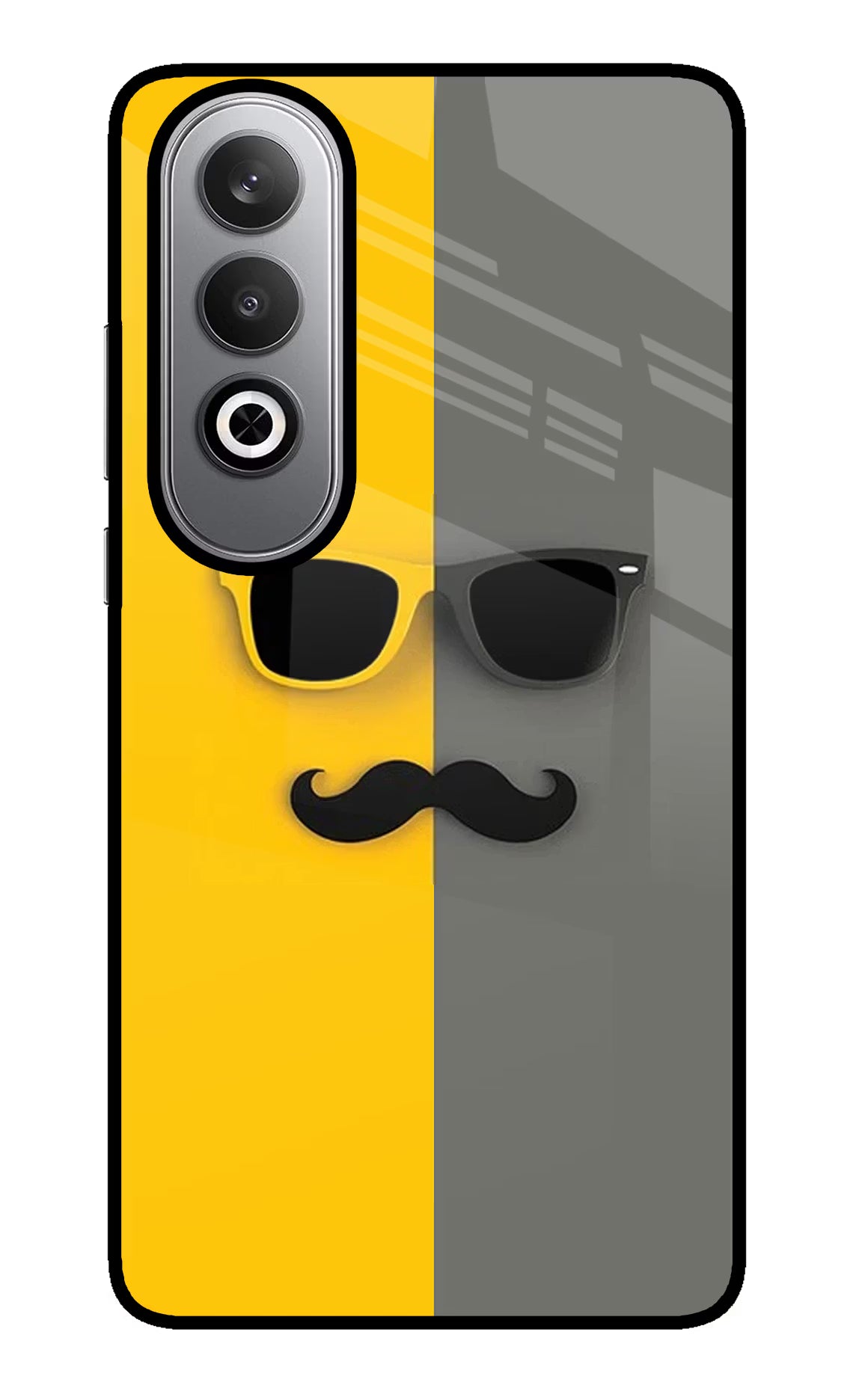 Sunglasses with Mustache Oneplus Nord CE4 Glass Case Back Cover by Casekaro