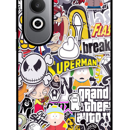 Sticker Bomb Oneplus Nord CE4 Glass Case Back Cover by Casekaro