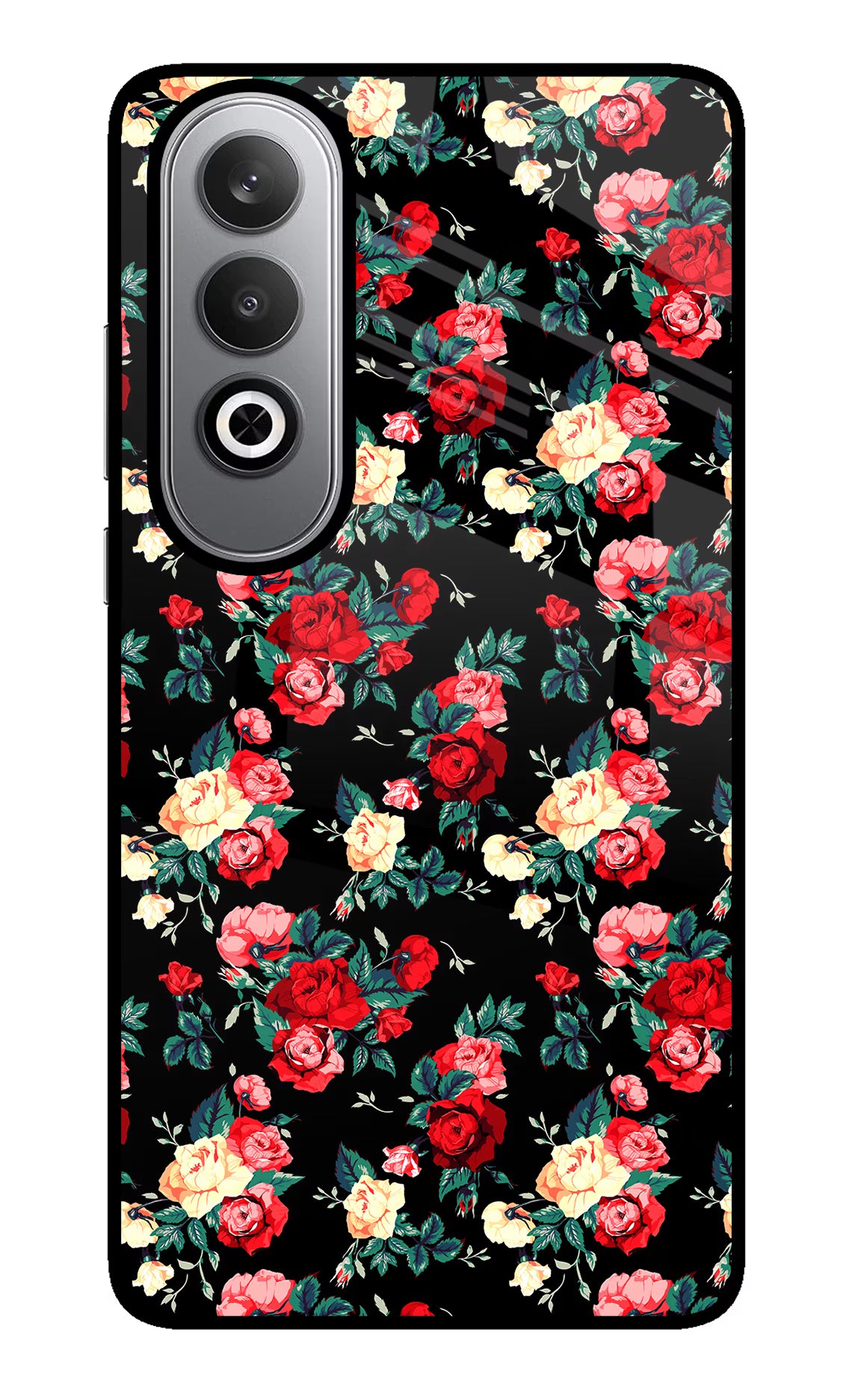 Rose Pattern Oneplus Nord CE4 Glass Case Back Cover by Casekaro