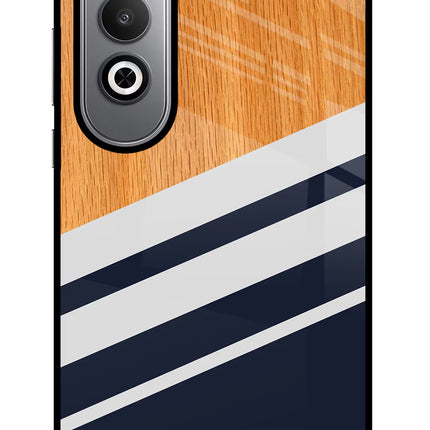 Blue and white wooden Oneplus Nord CE4 Glass Case Back Cover by Casekaro