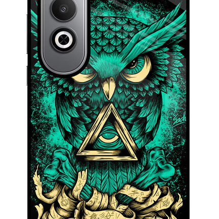 Green Owl Oneplus Nord CE4 Glass Case Back Cover by Casekaro