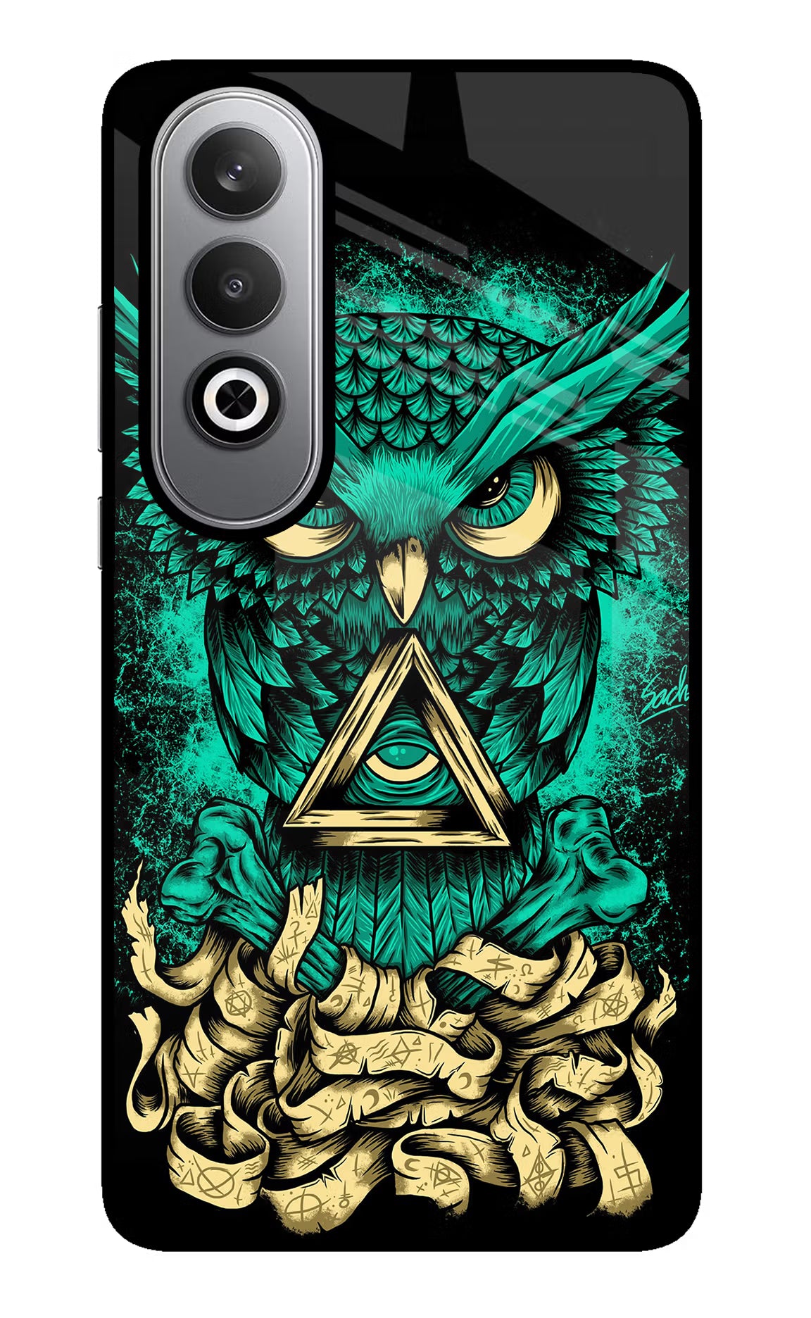 Green Owl Oneplus Nord CE4 Glass Case Back Cover by Casekaro