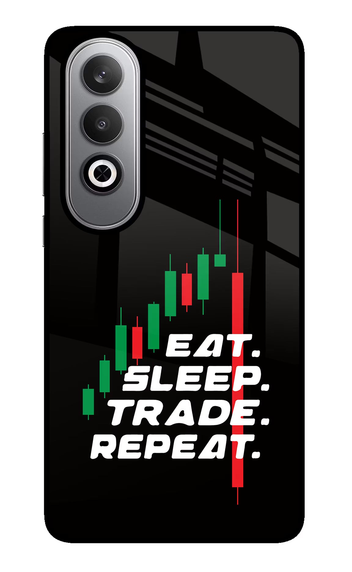 Eat Sleep Trade Repeat Oneplus Nord CE4 Glass Case Back Cover by Casekaro
