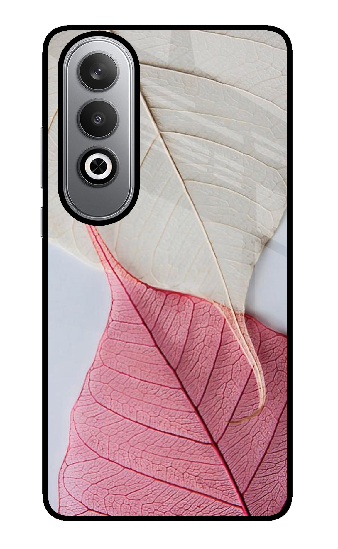 White Pink Leaf Oneplus Nord CE4 Glass Case