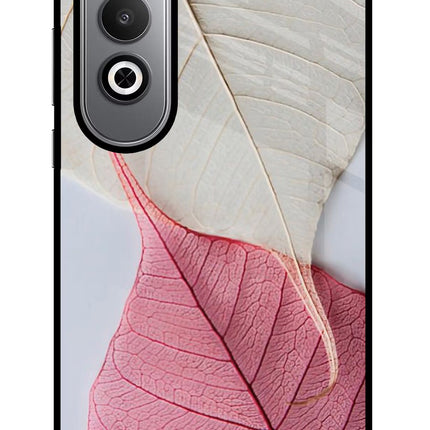 White Pink Leaf Oneplus Nord CE4 Glass Case