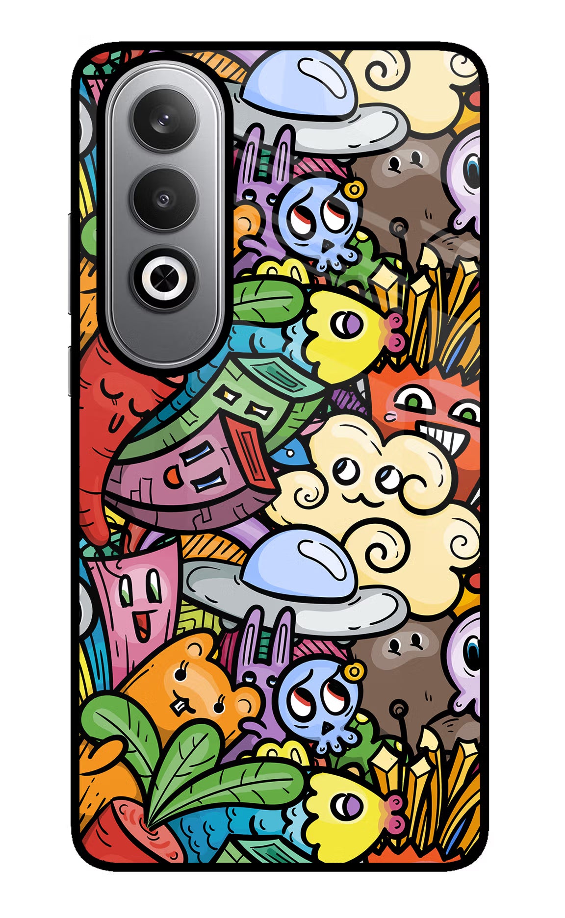 Veggie Doodle Oneplus Nord CE4 Glass Case Back Cover by Casekaro