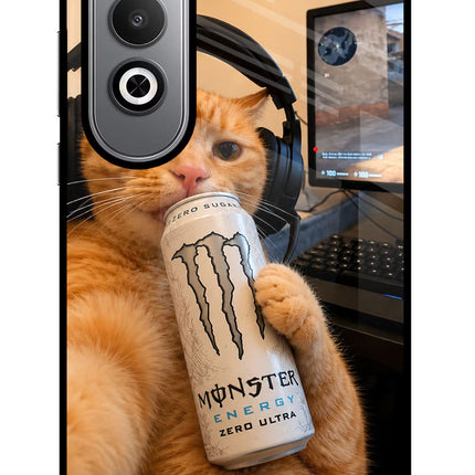 Gamer Cat Energy Oneplus Nord CE4 Glass Case Back Cover by Casekaro