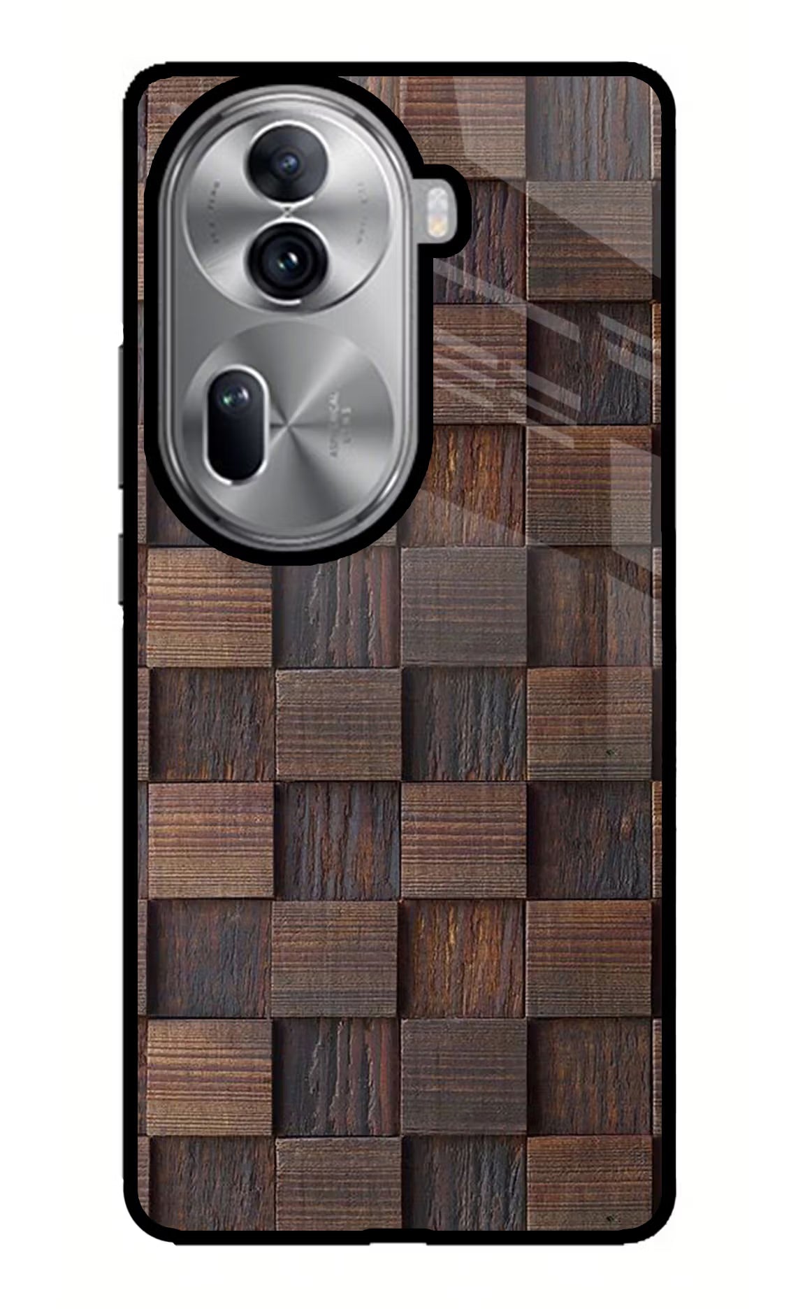 Wooden Cube Design Oppo Reno11 Pro 5G Glass Case Back Cover by Casekaro