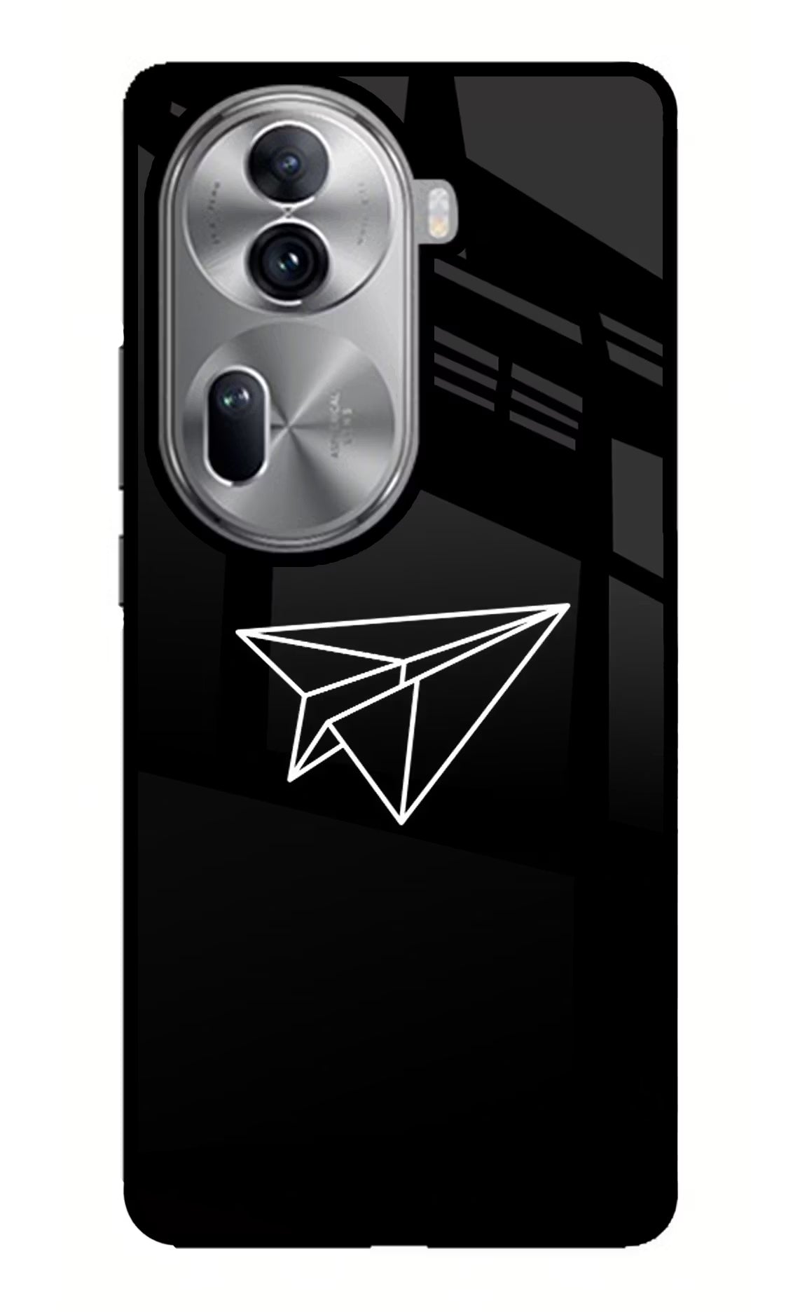 Paper Plane White Oppo Reno11 Pro 5G Glass Case Back Cover by Casekaro