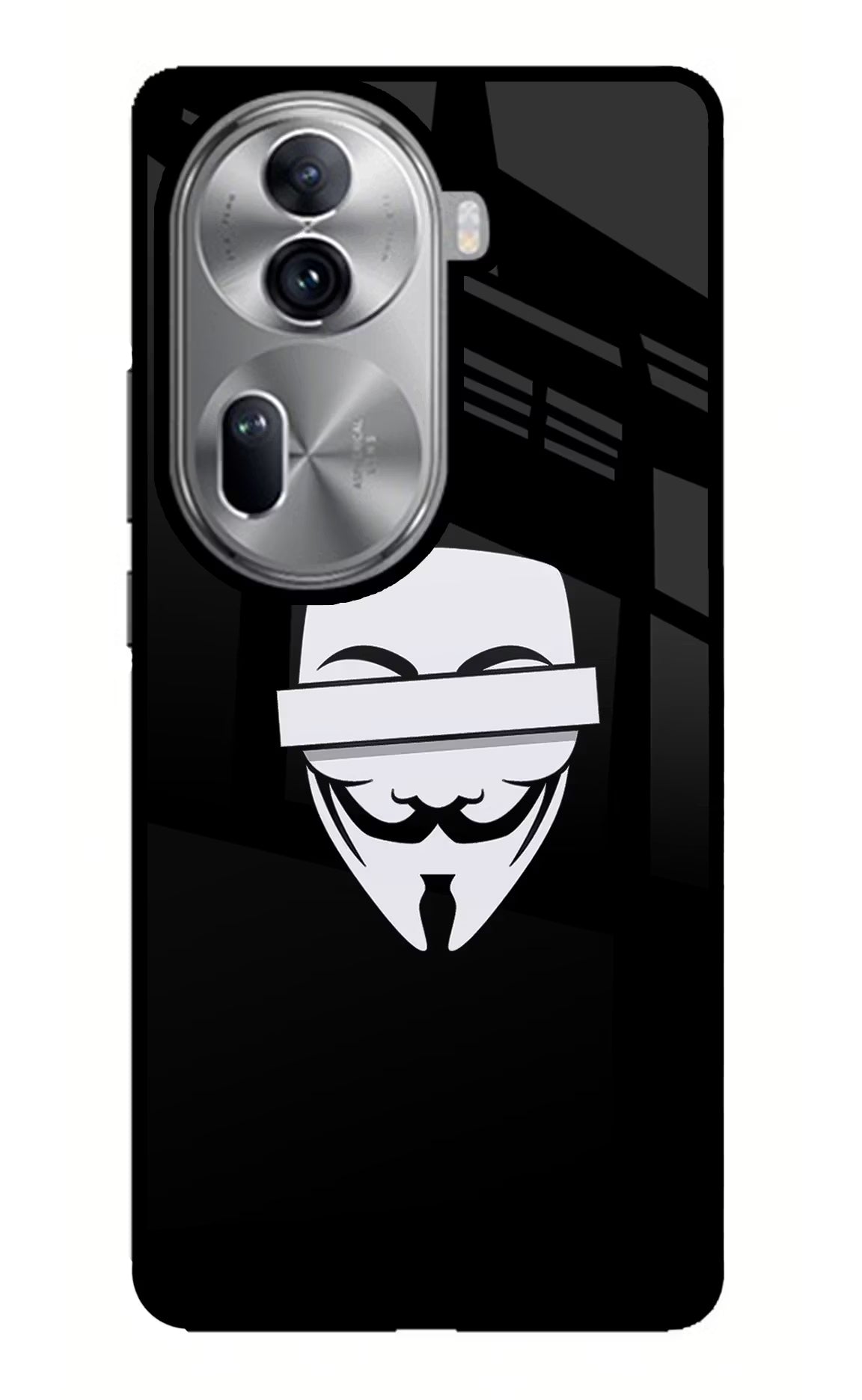 Anonymous Face Oppo Reno11 Pro 5G Glass Case Back Cover by Casekaro