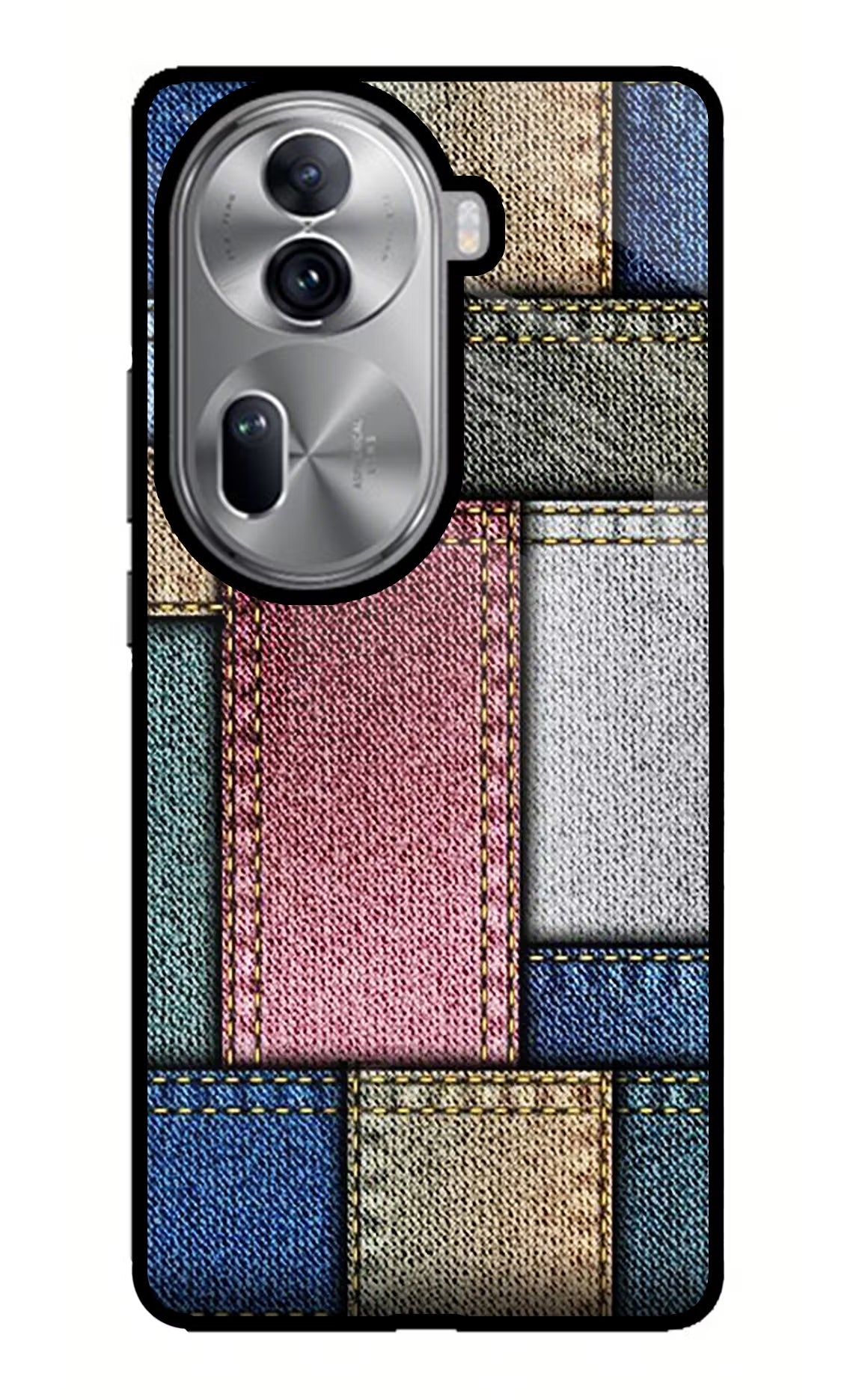 Multicolor Jeans Oppo Reno11 Pro 5G Glass Case Back Cover by Casekaro
