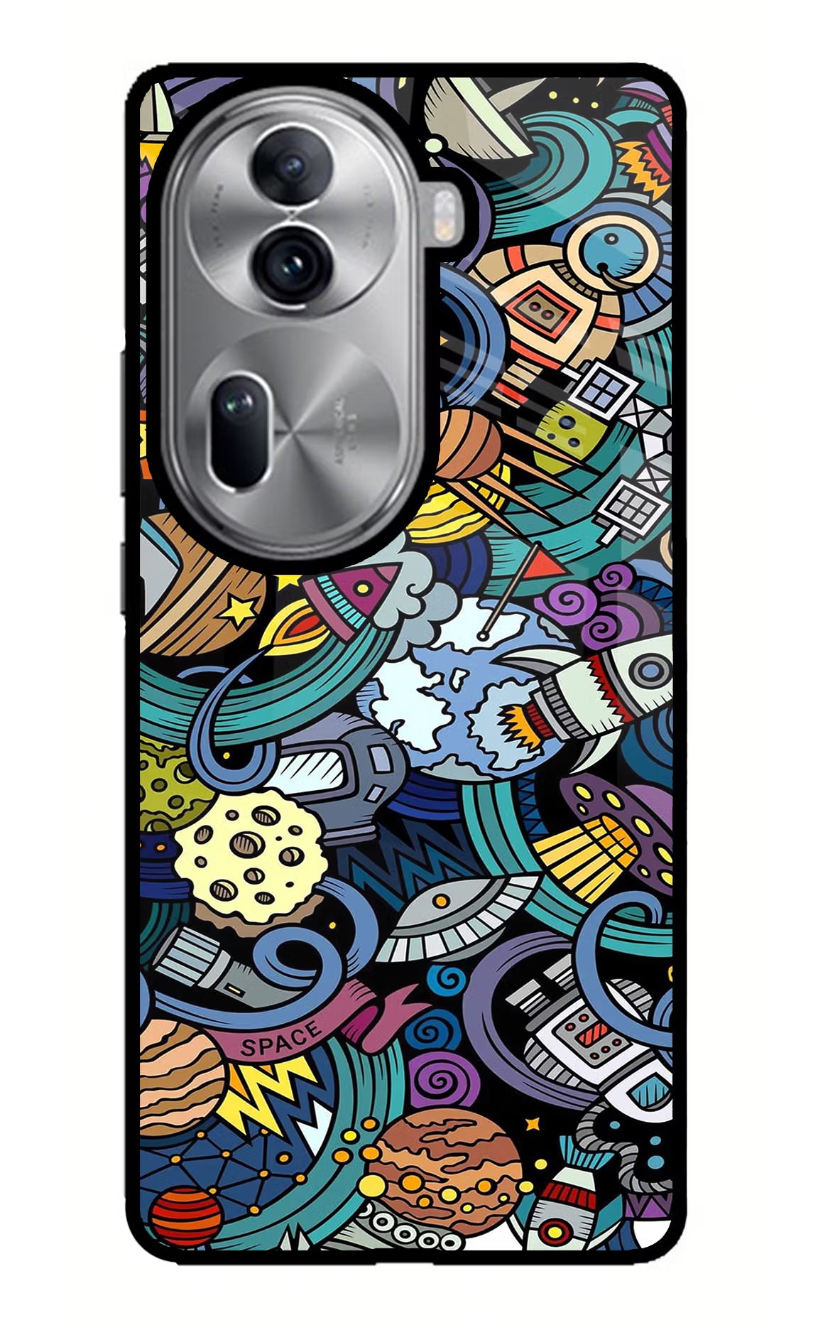 Space Abstract Oppo Reno11 Pro 5G Glass Case Back Cover by Casekaro
