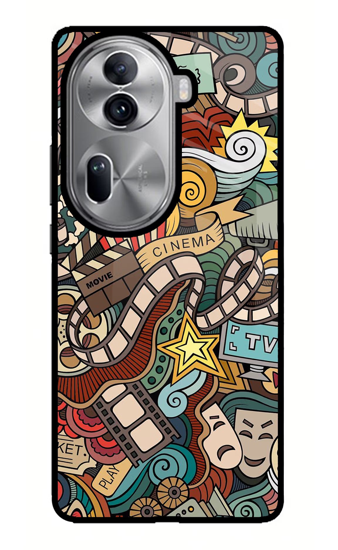 Cinema Abstract Oppo Reno11 Pro 5G Glass Case Back Cover by Casekaro