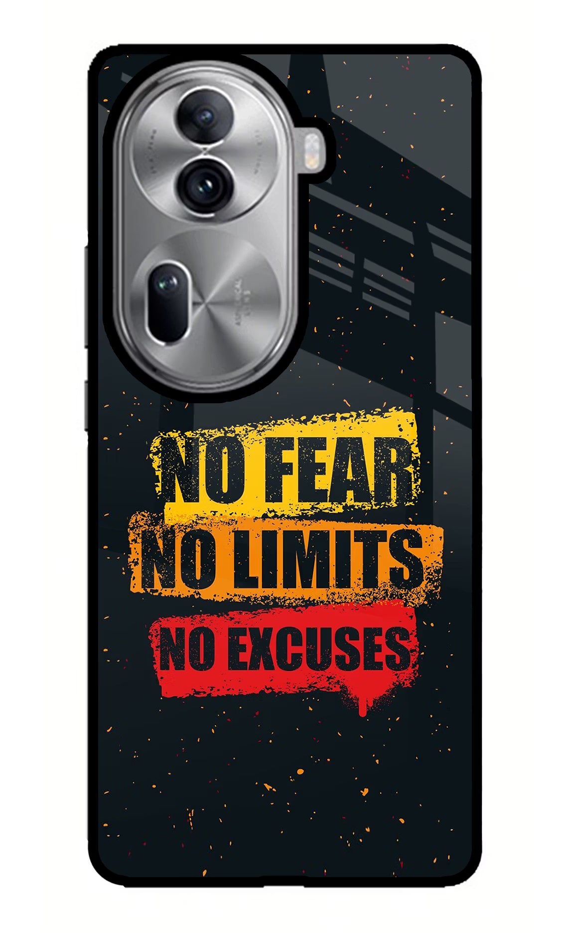 No Fear No Limits No Excuse Oppo Reno11 Pro 5G Glass Case Back Cover by Casekaro