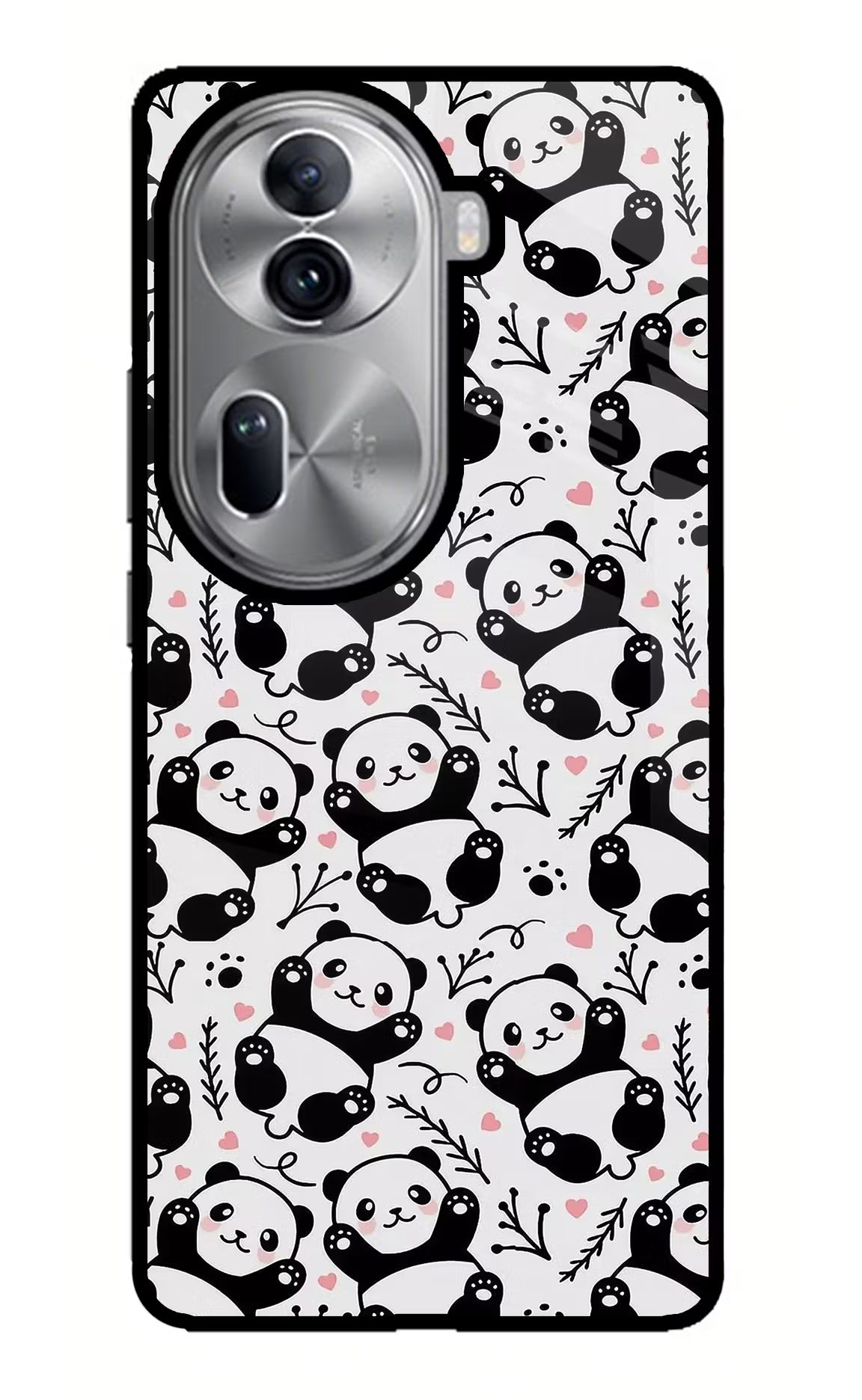 Cute Panda Oppo Reno11 Pro 5G Glass Case Back Cover by Casekaro