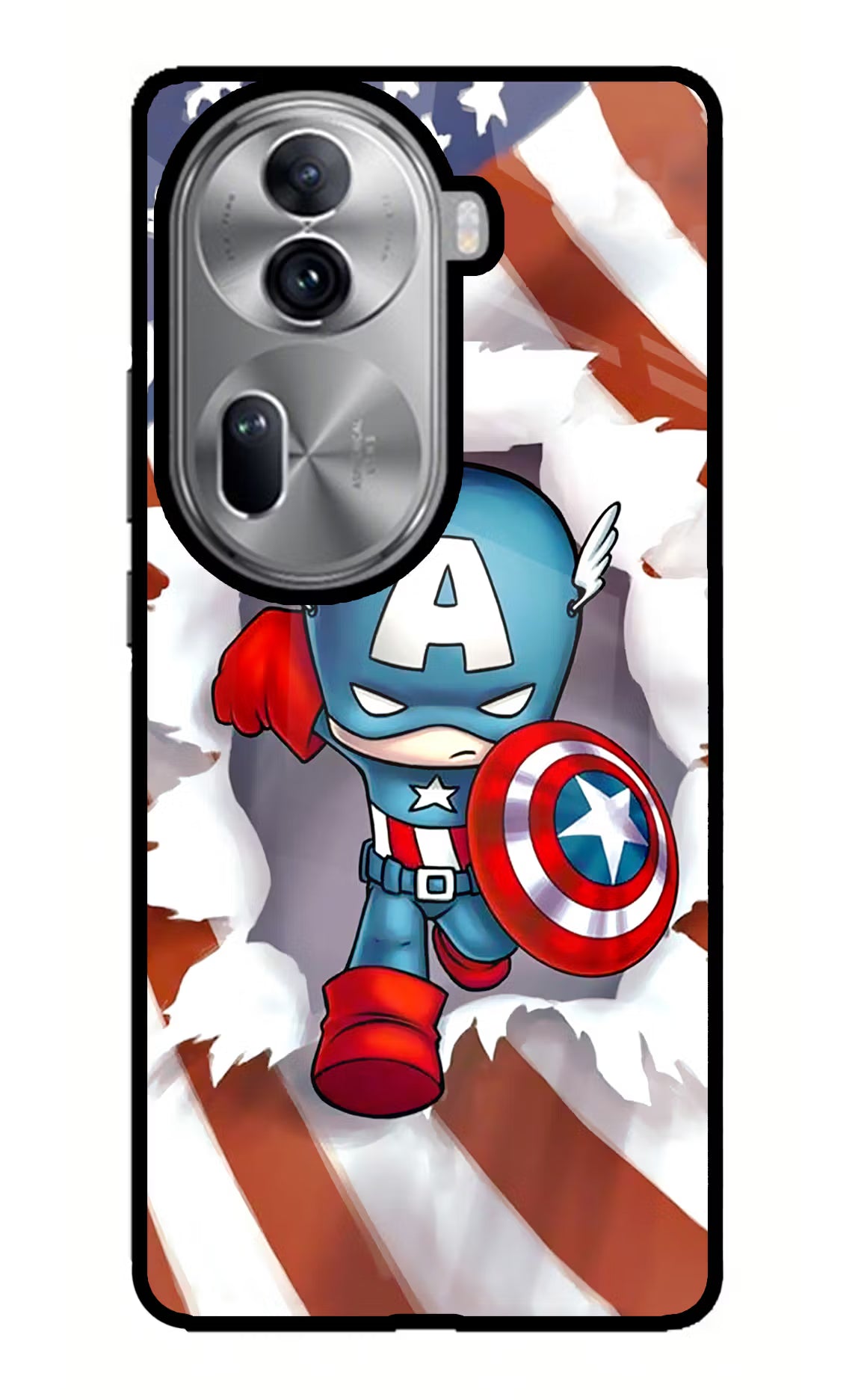Captain America Oppo Reno11 Pro 5G Glass Case Back Cover by Casekaro