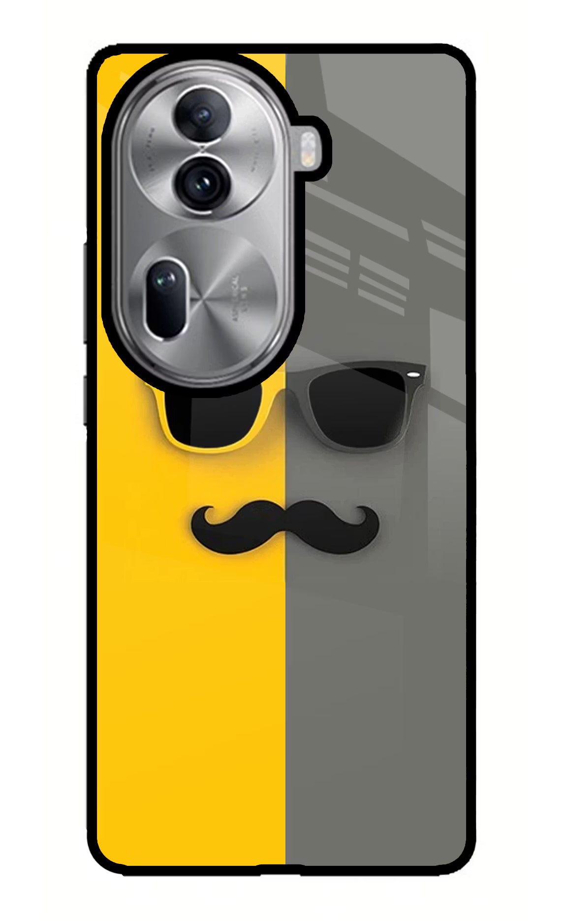 Sunglasses with Mustache Oppo Reno11 Pro 5G Glass Case Back Cover by Casekaro