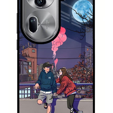 Chilling Couple Oppo Reno11 Pro 5G Glass Case Back Cover by Casekaro