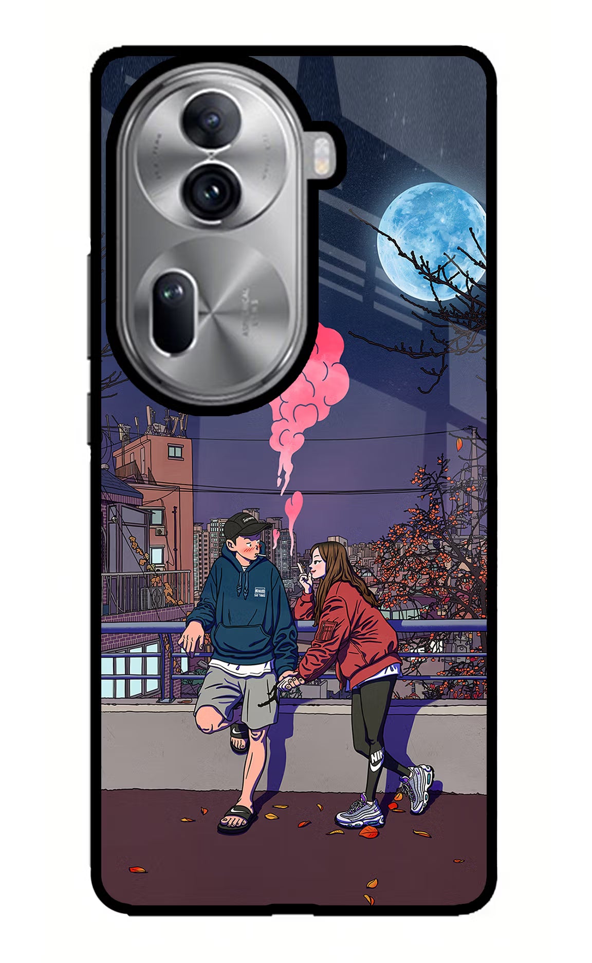 Chilling Couple Oppo Reno11 Pro 5G Glass Case Back Cover by Casekaro