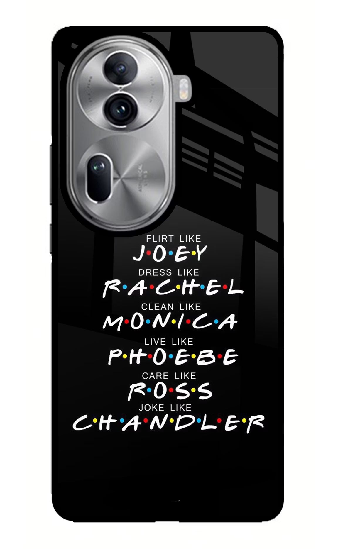 FRIENDS Character Oppo Reno11 Pro 5G Glass Case Back Cover by Casekaro