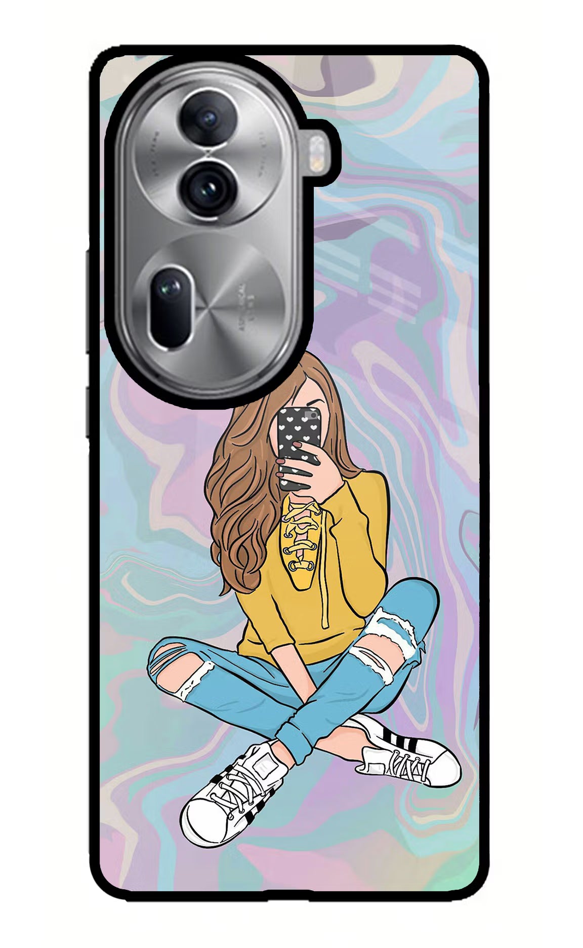 Selfie Girl Oppo Reno11 Pro 5G Glass Case Back Cover by Casekaro