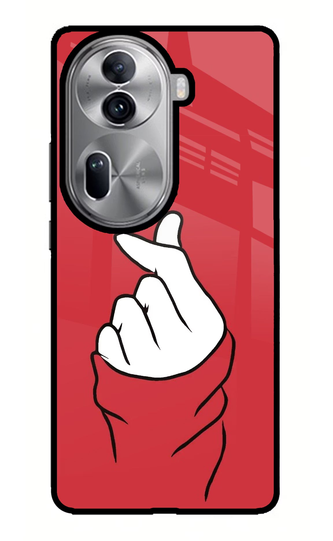 Korean Love Sign Oppo Reno11 Pro 5G Glass Case Back Cover by Casekaro